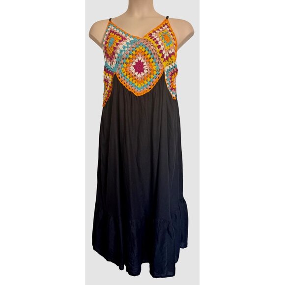 Riviya Crochet Swim Cover Up Size 0X Sundress Smocked Stretch Adjustable Straps - Picture 1 of 14